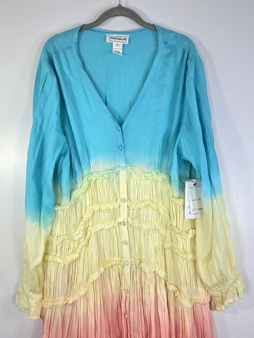 NWT FOR THE REPUBLIC SUNSET STRIPE OMBRE BOHO MAXI DRESS. - Picture 4 of 10